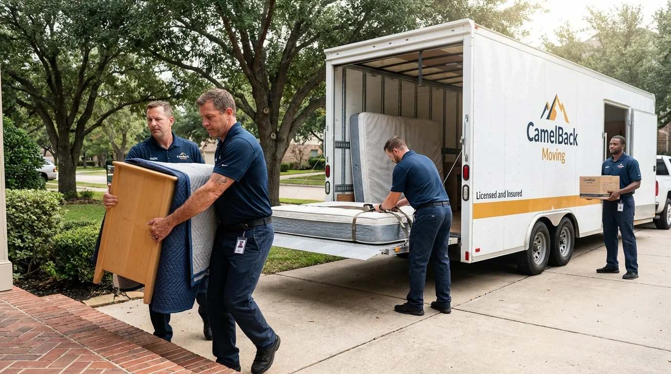 Crew loading residential truck for cross-state move from Akron, PA